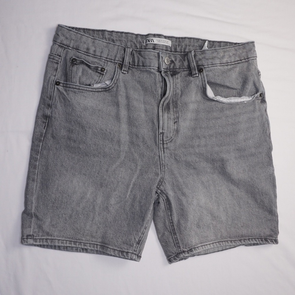 Zara Size 36 Gray Denim Shorts Slim Fit Casual Summer Bottoms